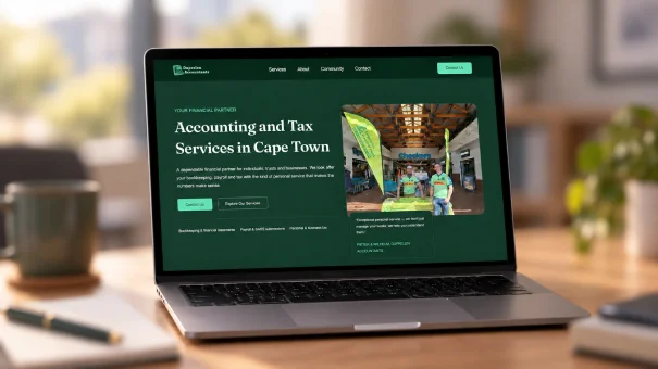 Website design for Duprelen Accountants displayed on a laptop mockup.